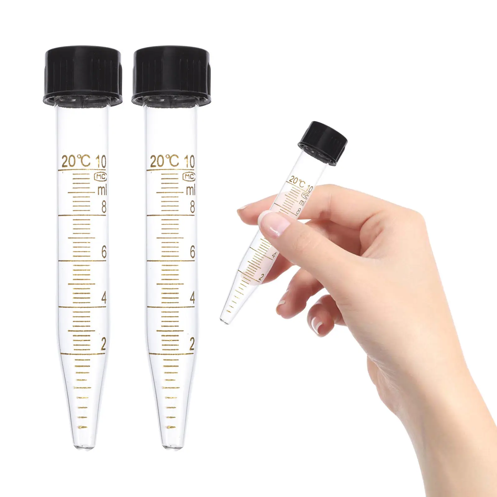 3Pcs Glass Centrifuge Tubes 10Ml Screw Cap Laboratory Science Tubes Chemistry Tool Accurate Measurement Scale Liquid Specimen
