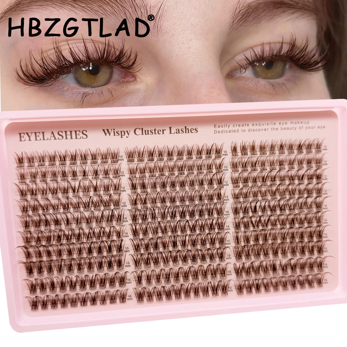 HBZGTLAD 200D-60D Manga Fluffy Eyelash Clusters with Spikes and Bottom Lash Cluster 5D volume individual lashes D curl lash clus
