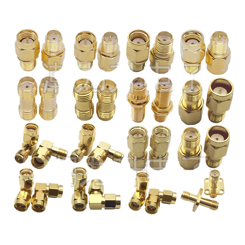 2pcs SMA To SMA Male Female Gold Plated RP SMA Male RP-SMA Female RPSMA Connector RF Adapter Straight Bent L T Type