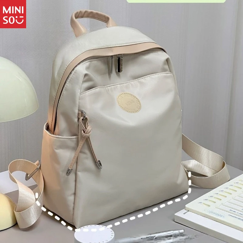 Miniso 2025 Women's Casual Canvas Bag, Versatile Commuter Tote & Backpack, Summer Shoulder Purse