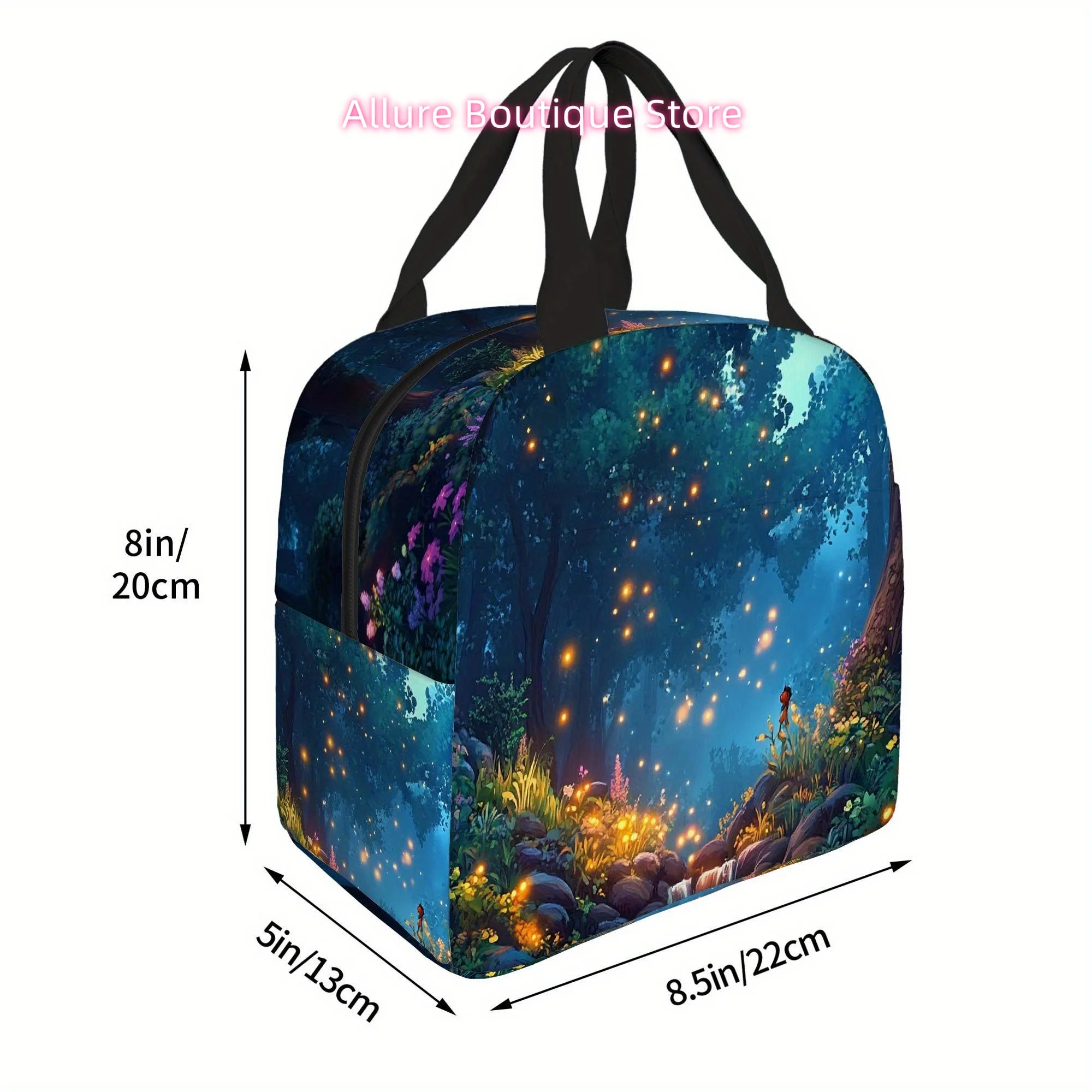 1pc Magical Glow-in-the-Dark Thermal Insulated Bag - Non-Food Contact Portable Thermal Bag with Enchanted Forest Glowing Lights