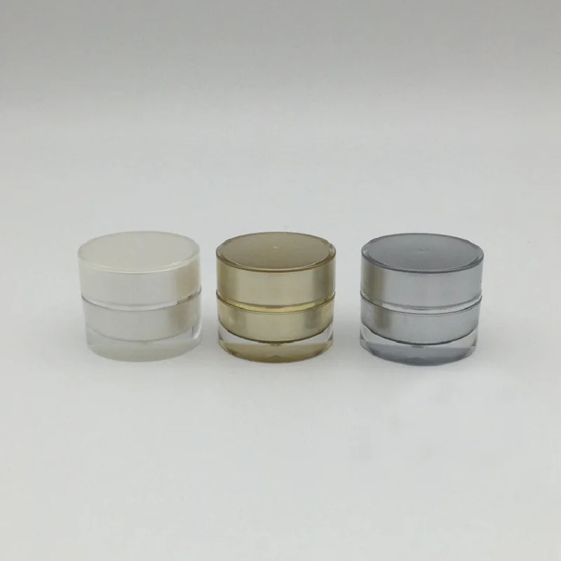 5g de plástico acrílico forma redonda recta bote/frasco/botella de estaño esencia suero crema de ojos muestra gel prueba arte uñas embalaje cosmético