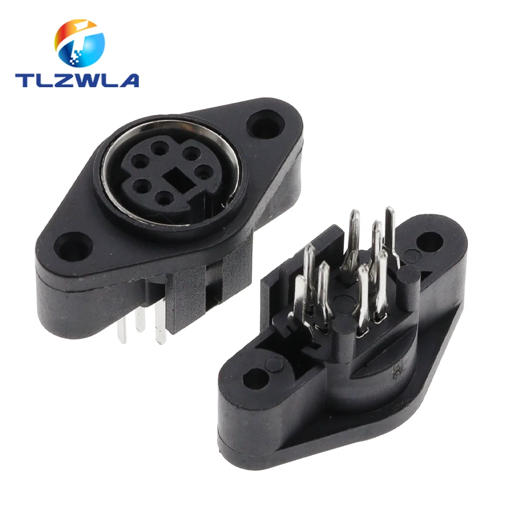 2-5PCS MDC/S Terminal Socket DIN Jack Connector Mini PS2 6Pin 6P with Fixed Hole Mouse Keyboard