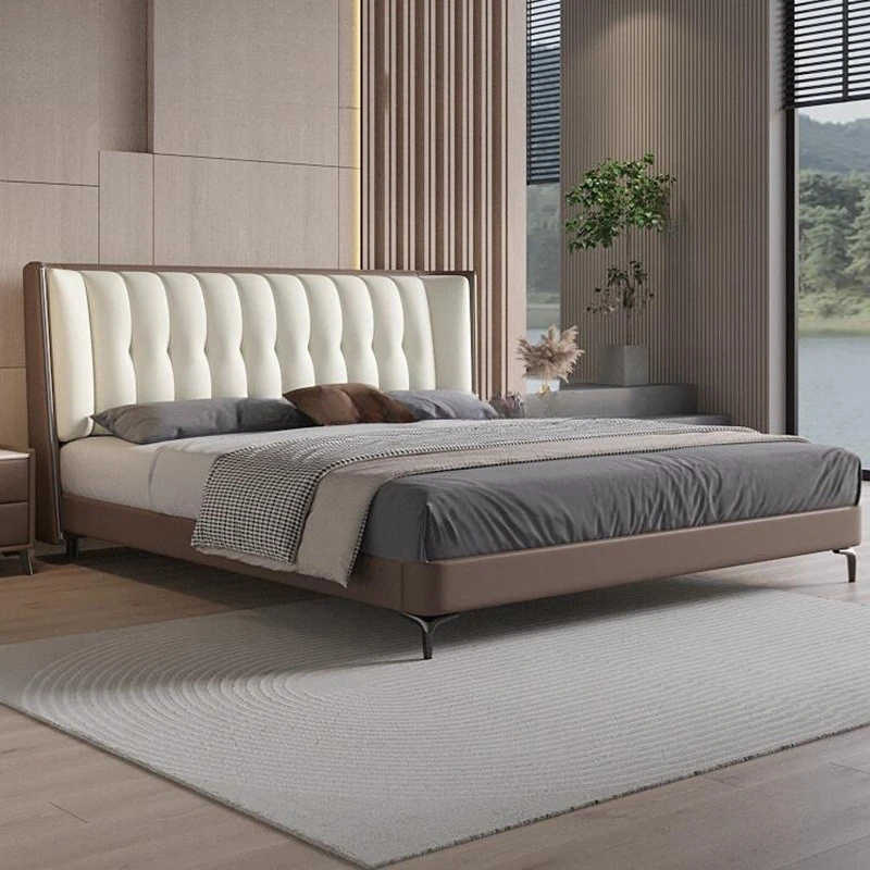 Master bedroom Comfortable bed 2m x 2.2m double Italian wood wedding bed modern high-end lit princesse sleeping set furniture
