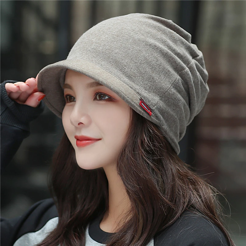 Gorro de punto para mujer, gorro grueso y cálido a prueba de viento para exteriores, Color sólido, Otoño e Invierno