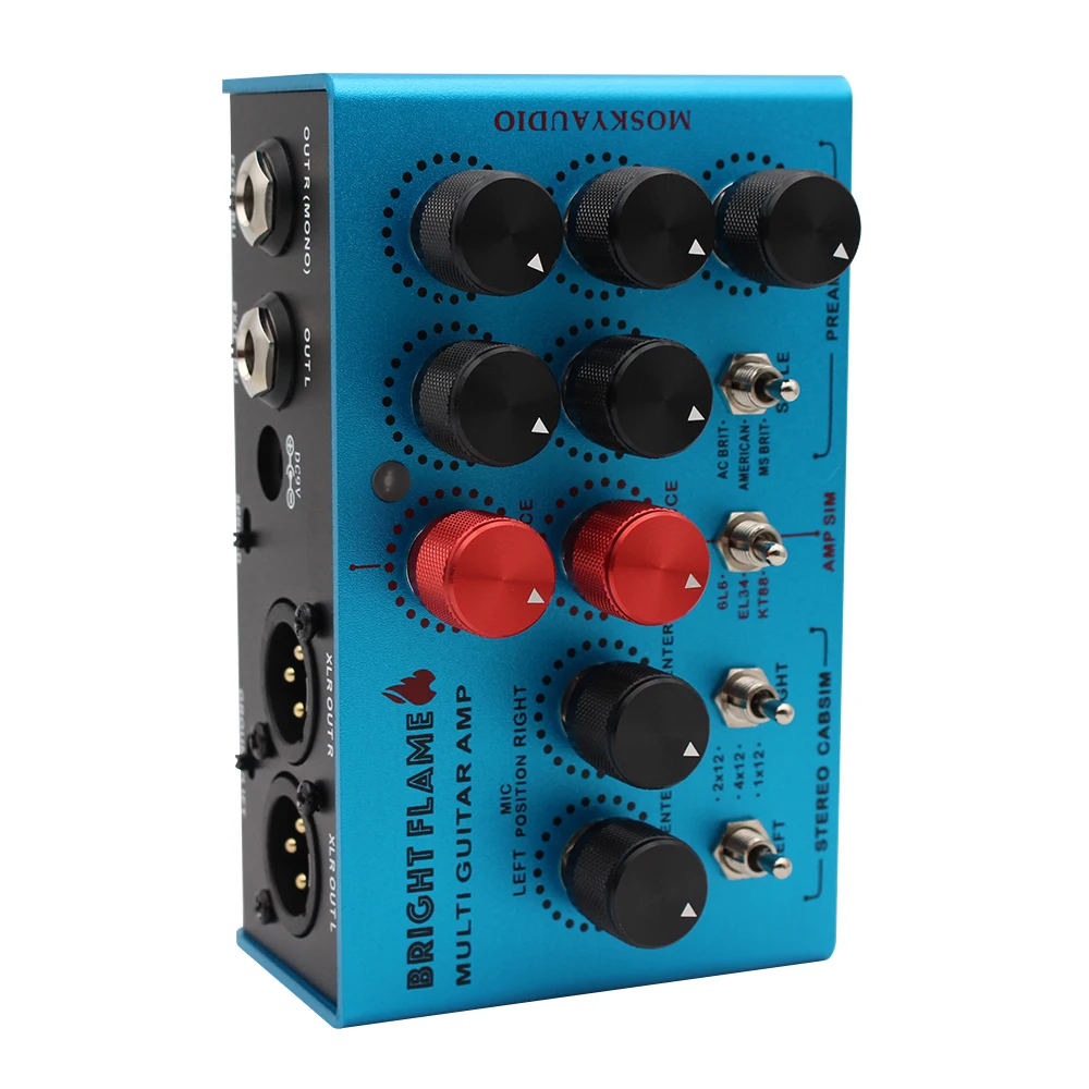 MOSKY Bright Flame Multi Guitar Pedal -3 Amp Models,Tube Power Amp Simulation,FX Loop,DI Output for Live&Studio, for Guitar/Bass