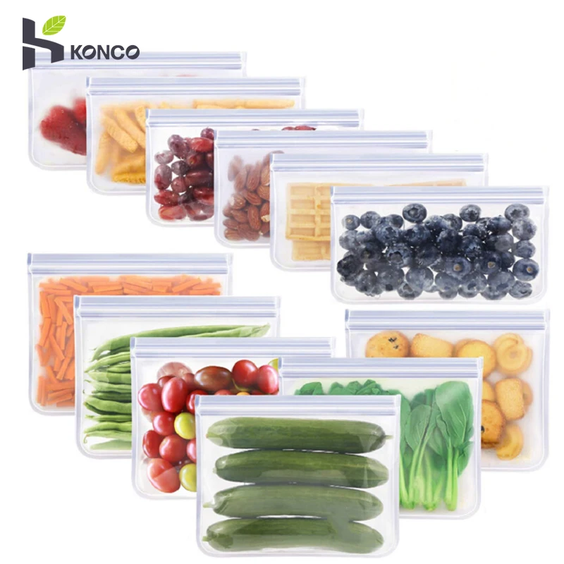 Silicone Food Storage Bag Reusable Stand Up Zip Shut Bag Sealed Leakproof Containers Fresh Bag Food Storage Bag Fresh Wrap