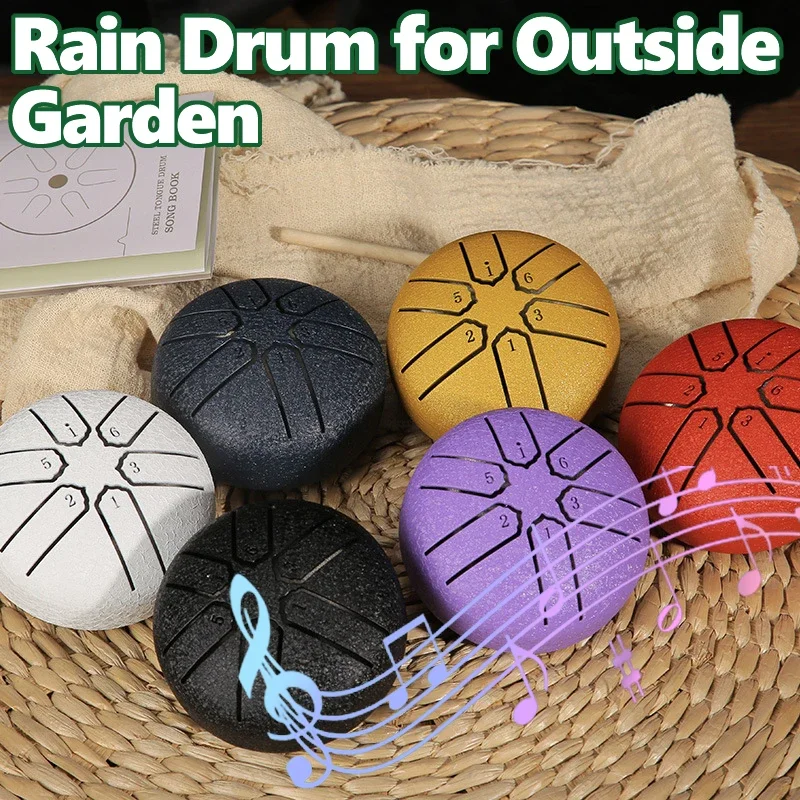 3 Inch 6 Notes Mini Steel Tongue Drum Portable Mini Outdoor Rain Drum Adult Children Percussion Instrument