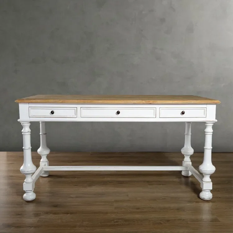 Mediterranean All Solid Wood Desk Bedroom Computer Desk Home Desk
