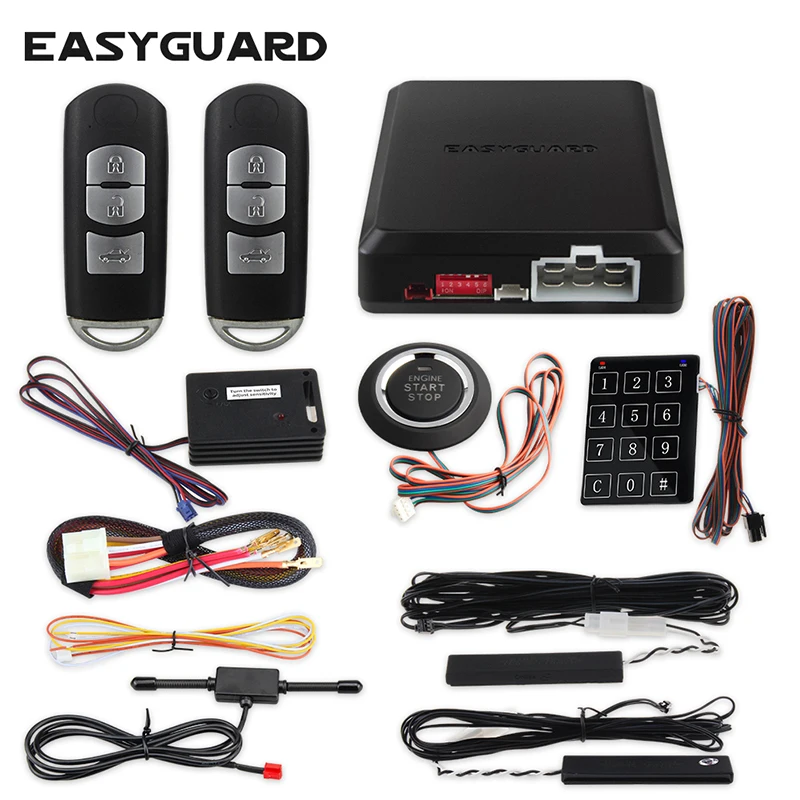 EASYGUARD EC002-MA-NS RFID PKE Car Alarm System Passive Keyless Entry touch password entry & remote engine start