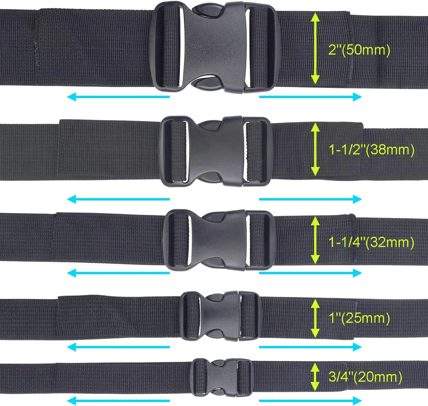 1pcs/pack Plastic buckle Side Release Belt buckle Dual Adjustable buckles Dog Straps Package accessories Black