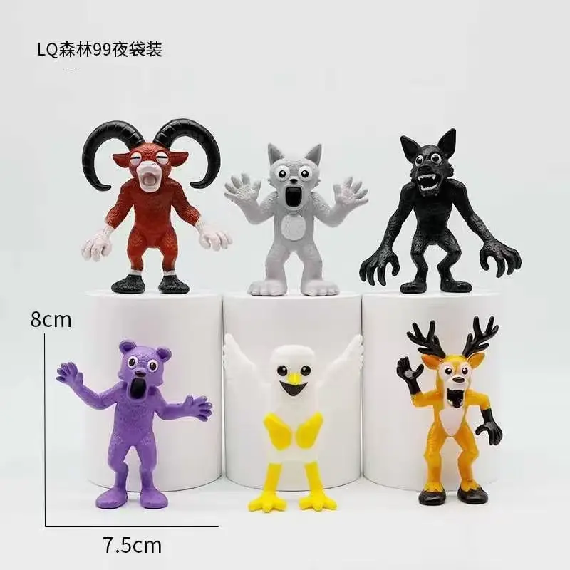10 قطعة/المجموعة 99 ليال في الغابة أرقام أرقام تمثال البومة الماعز الذئب الغزلان 99 ليال في الغابة تمثال لعبة بلاستيكية هدية
