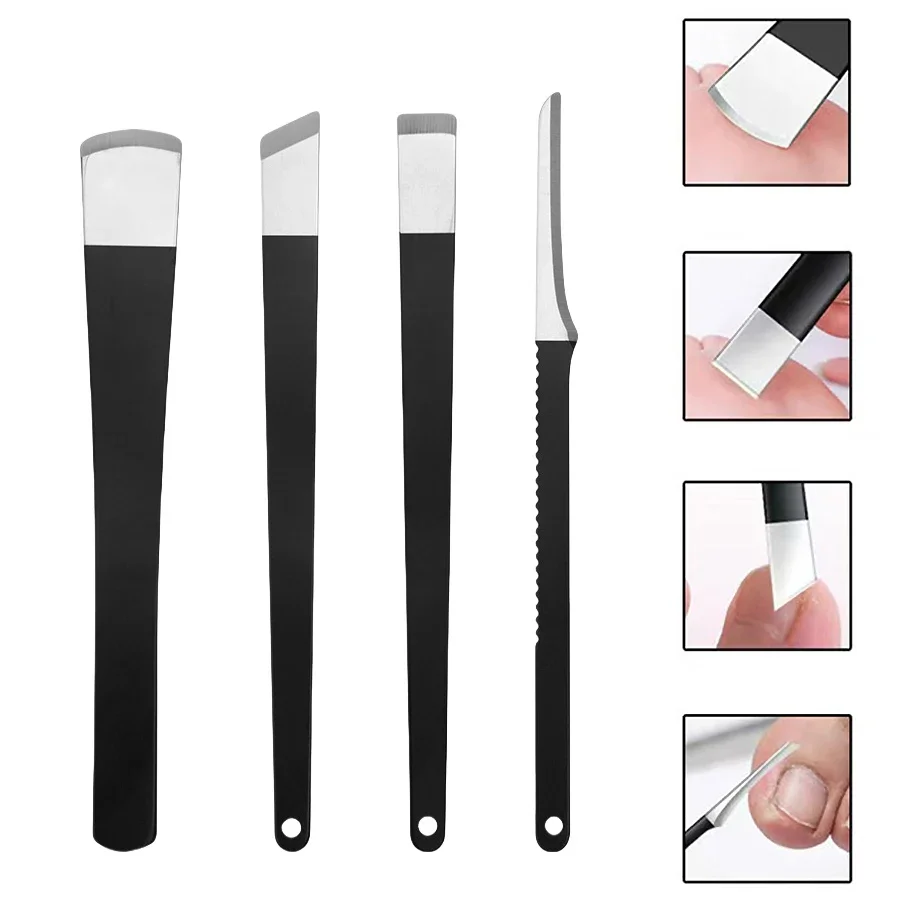 4Pcs Pedicure Set Nail Trimming Tools Callus Remover Corn Cutter Dead Skin Scraper Trimmer Blades for Torn Nail Care