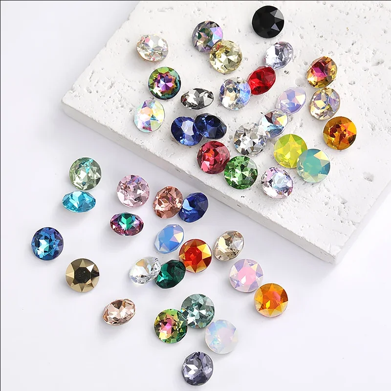 8mm Round Glass Rhinestone Glitter Pointback Gemstone Diamond Stone For Jewelry Clothes Crystal Loose Beads For Dress DIY Crafts