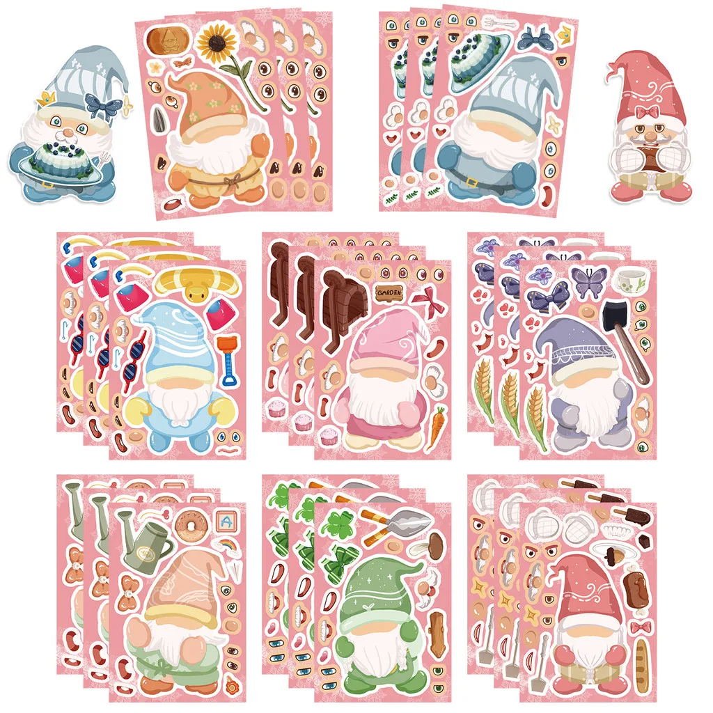 Christmas DIY Face Collage Stickers 8 Sheets Santa Cartoon Cutout Decals for Gift Packaging Decor Giajar Sticker Store