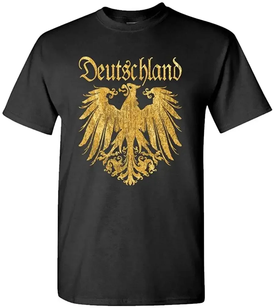 Deutschland Gold Imperial Eagle Reichsadler Printed T-Shirt 100% Cotton O-Neck Summer Short Sleeve Casual Mens T-shirt