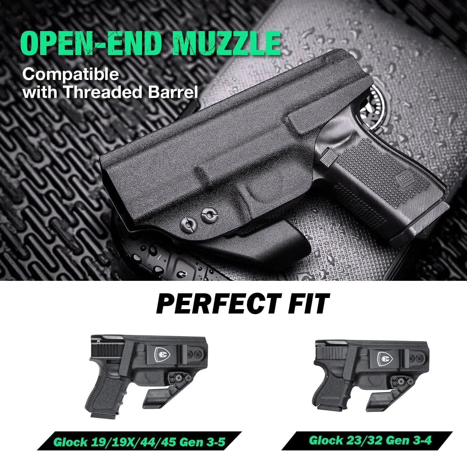 Imagem -04 - Iwb Kydex com Coldre de Garra Glock 19 19x 26 44 45 Gen35 Glock 23 32 Gen34 rh