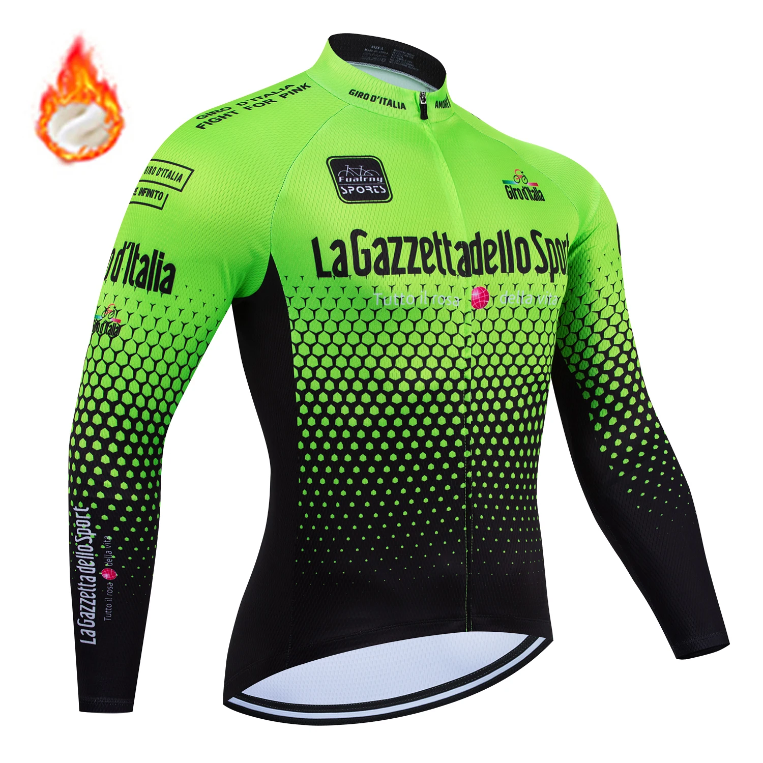 Tour De Giro D'ITALIA Long Sleeve Winter Thermal Fleece Cycling Jersey Super Warm Clothes Maillot Ropa Ciclismo Bicycle Clothing