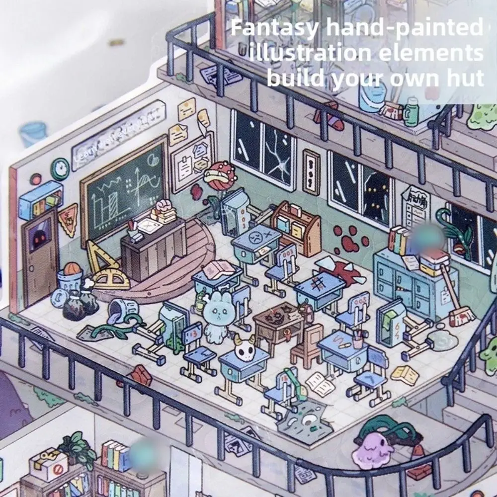 New Weirdo Club DIY Sticker Book Scene Pattern 3-dimensional Landscape Sticker Stacking Cartoon Cabin Sticker Birthday Gifts