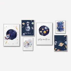Astronaut Rocket Planet Star Space Canvas Painting Nordic Kids Wall Art Decorative Prints Picture for Living Room Nursery Decor