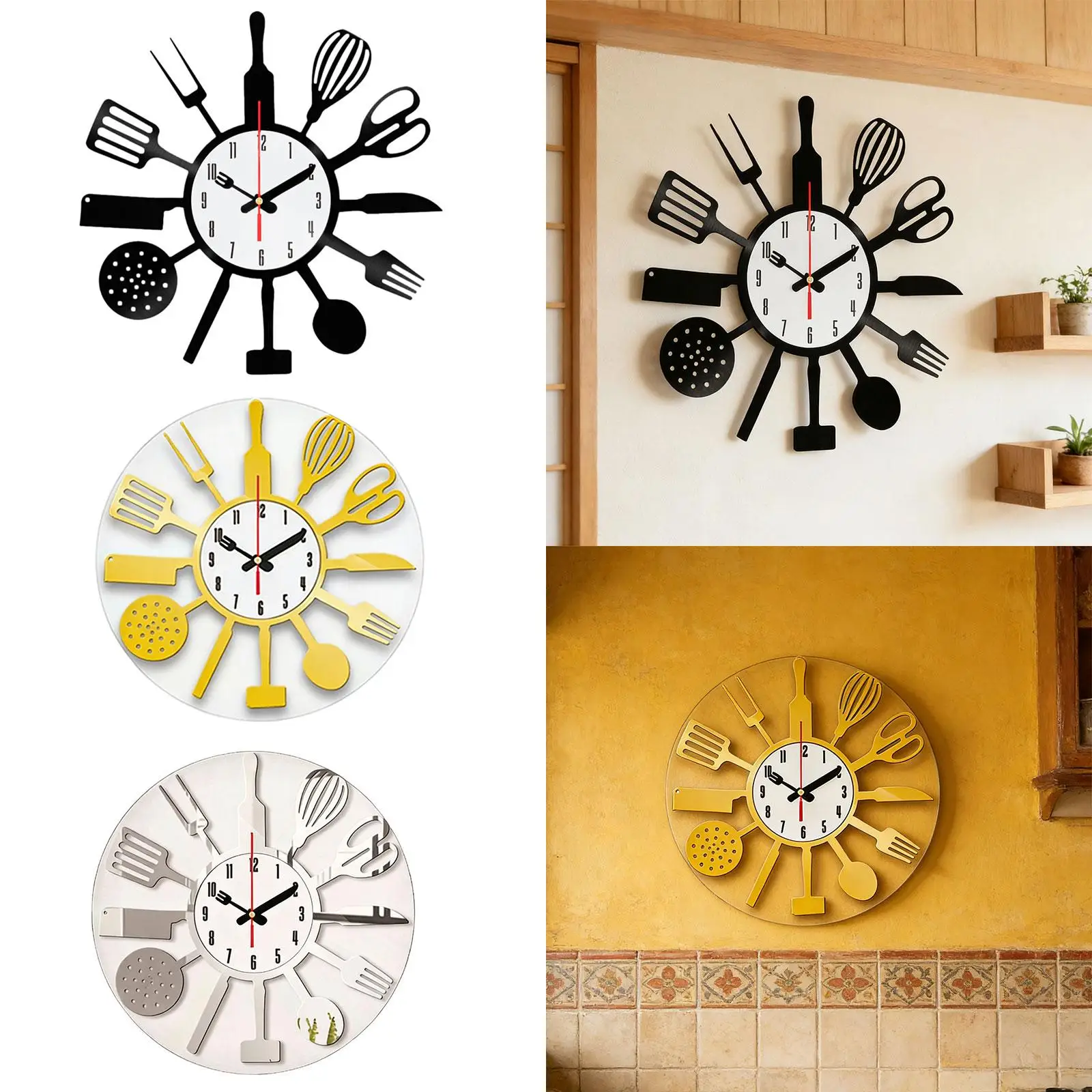 Decorative Wall Clock, Kitchen Cutlery Wall Clock for Cafe And Home Decoration