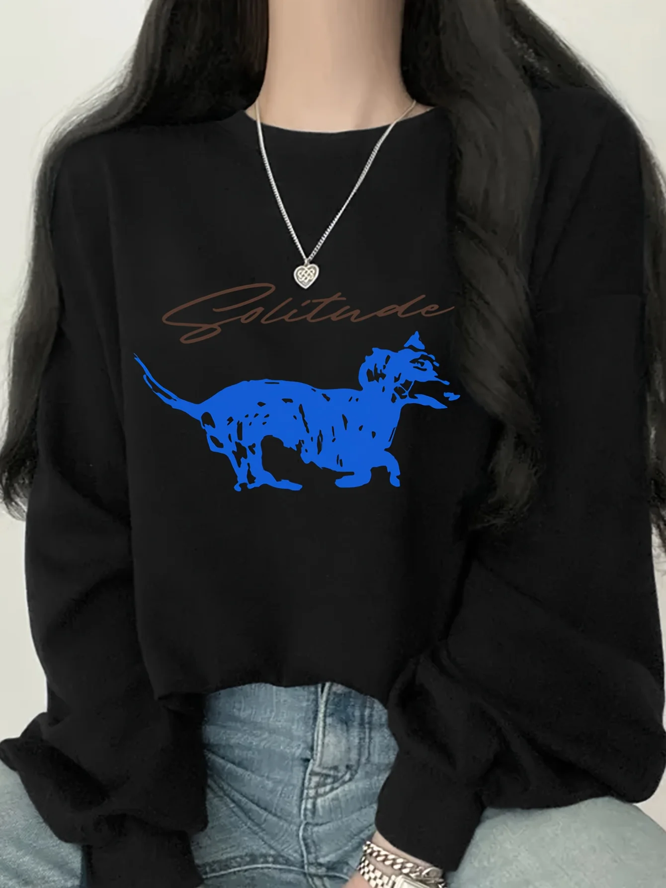 

Blue Spotted Dog Graphic Printing Autumn and Winter Cotton Men's and Women's Sweatshirts Outdoor Sports Leisure Fashion Trend