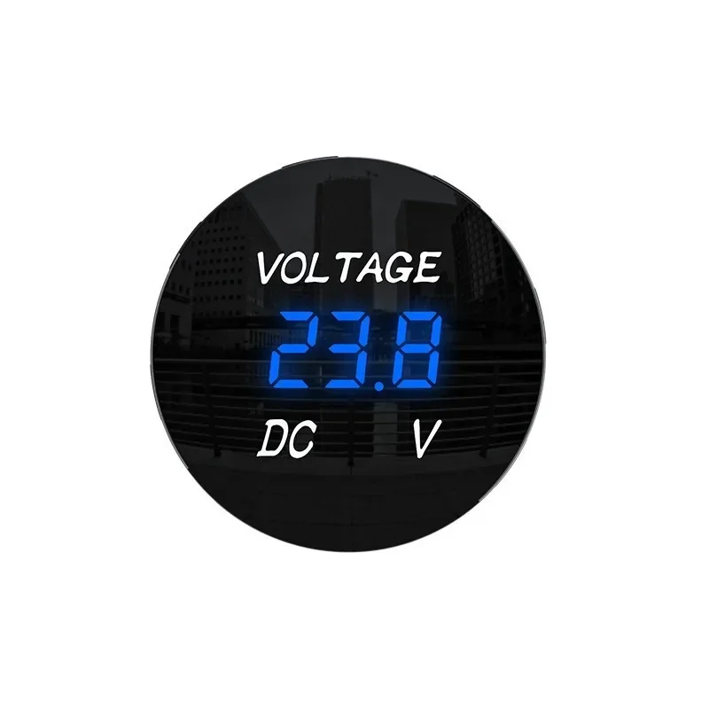 Voltmètre de véhicule à affichage numérique LED, panneau rond pour moto et bateau, 12-48V