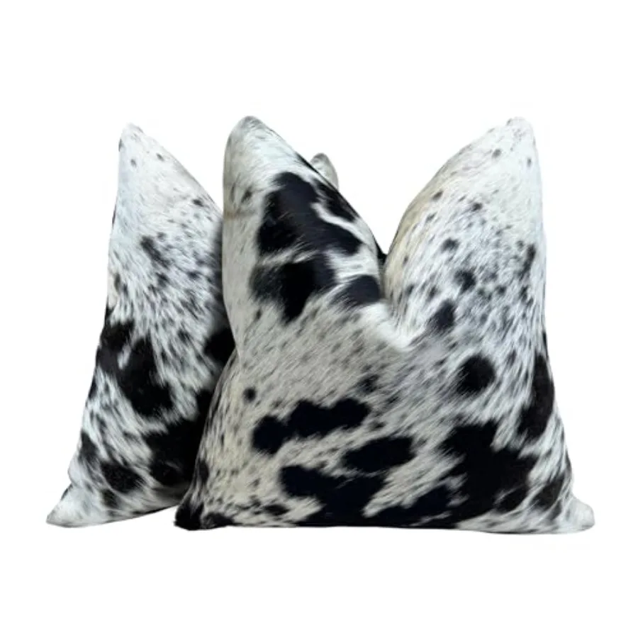 

Pack of 2 Set Real Cowhide Genuine Leather Cushion Covers Throw Pillow for Farmhouse Decorations Chair Sofa Living Room Bedroom