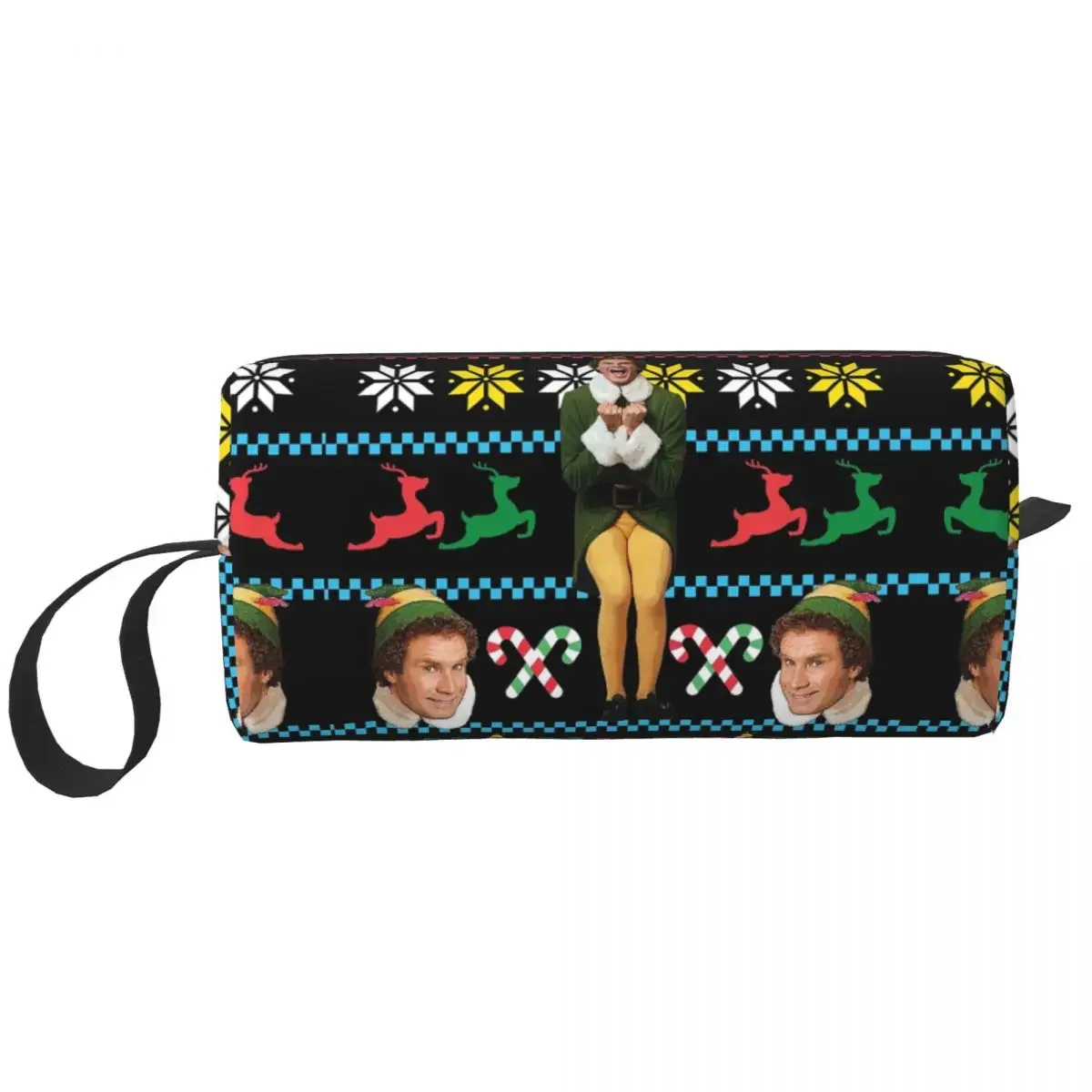 Buddy The Elf Ugly Christmas Sweater Xmas Movie Will Ferrell Makeup Bag Cosmetic Dopp Kit Toiletry Cosmetic Bag for Women Beauty