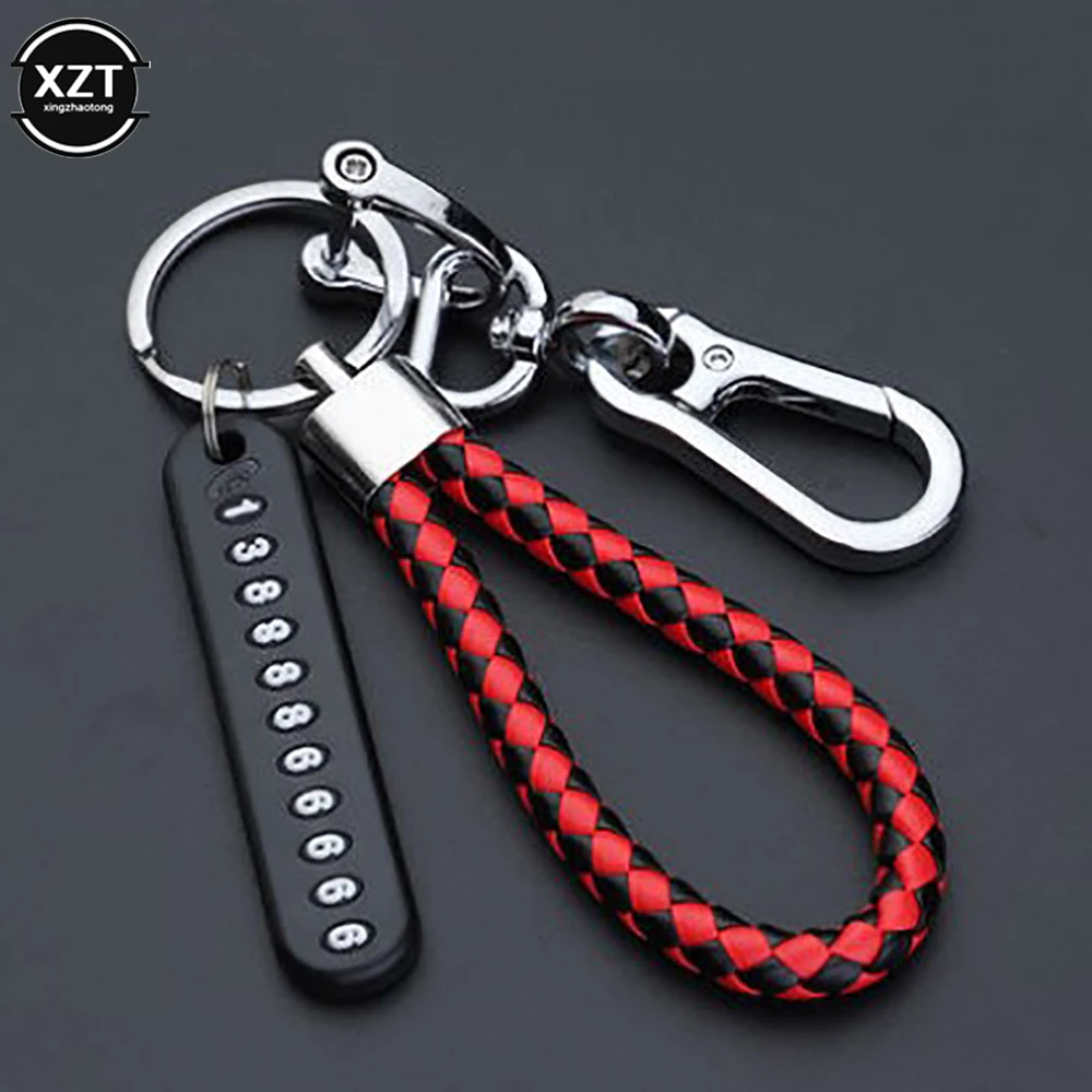 Car Keychain 8-shaped Buckle Horseshoe Buckle Anti-lost Number Plate Braided Rope Key Ring Pendant Simple Creative Gift