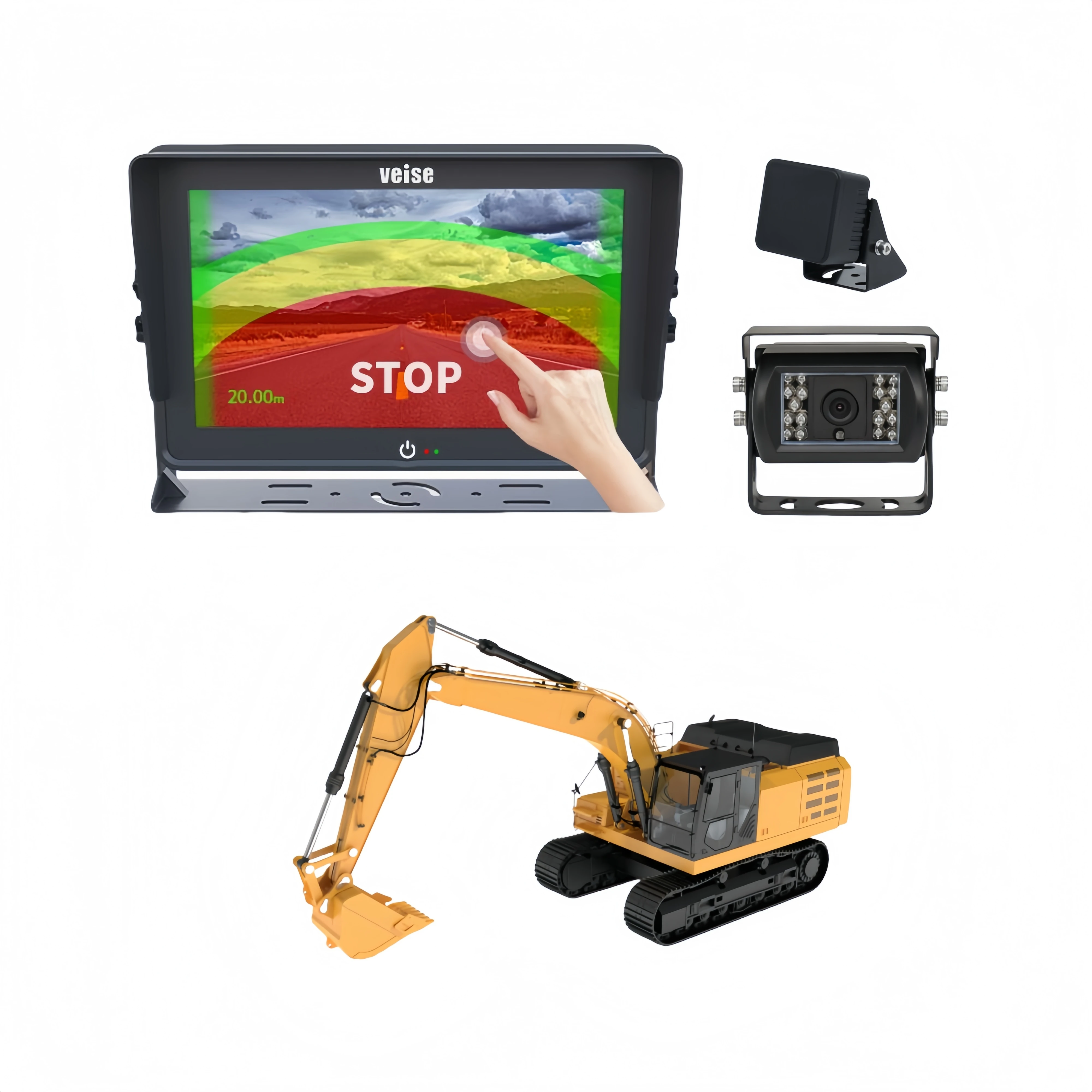 77GHz Automotive Millimeter Wave Radar Backup Camera System For Excavator Blind Spot Detection Rearview Monitoring System