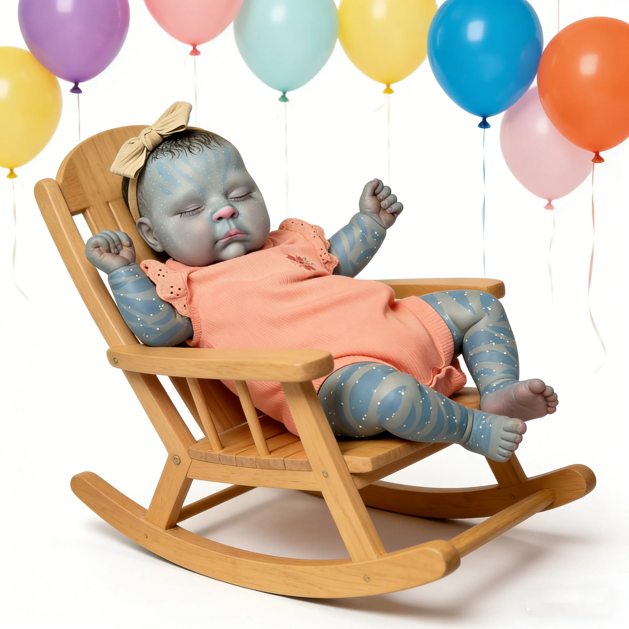 19Inch Real Looking Multiple Layers Painting Blue skin Reborn Peaches Glow in Dark with Hand Paint Hair Lifelike Baby Dolls