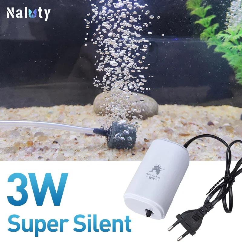 3W Silent Aquarium Air Pump Ultra Silent Fish Tank Air Compressor 220V-240V 110V Bubble Pump for Aquarium Oxygenation