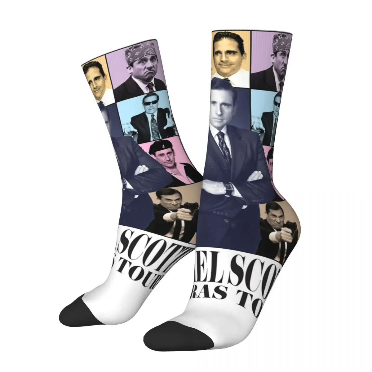 

Colorful Vintage Michael Scott The Eras Tour Design Print Crew Socks Stuff All Seasons Cute Long Socks Sweat Absorbing