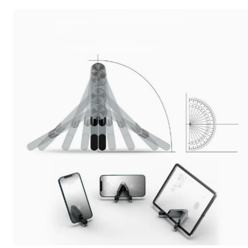 Uniwersalny, mini, aluminiowy, przenośny, składany uchwyt biurkowy do telefonu komórkowego, składany stojak na telefon. — zdjęcie 7