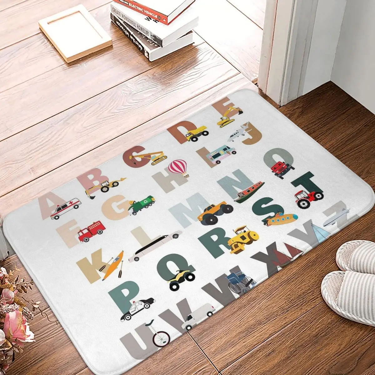 Alphabet ABC Transportation,Trucks And Vehicles Anti-slip Doormat Floor Mat Carpet Rug for Kitchen Entrance Balcony Footpad Mats