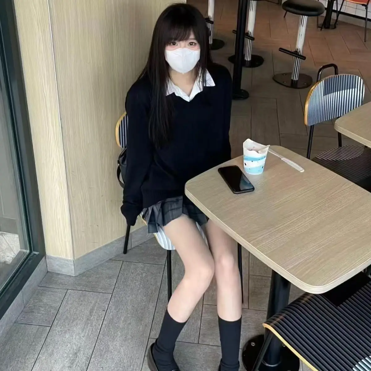 

Вязаный свитер Sweet Sle Long Sve с V-образным вырезом в университетском стиле, меланжевый, для девочек, из полиэфирного волокна, для многослойных образов