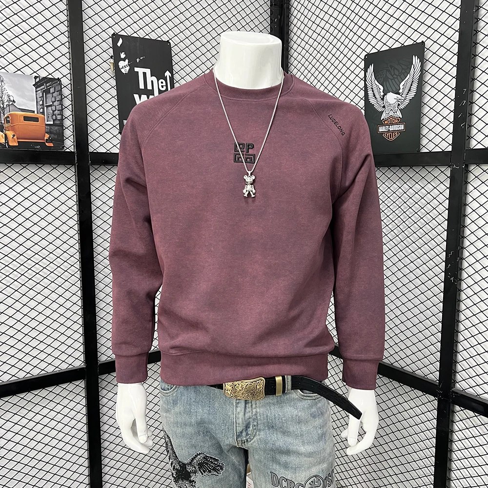 

Men's Hoodie Fashion Trend Hanging Dyeing Embroidery Design Homme Pullover Thick Velvet Warm Long Sleeve Round Neck Man Clothing