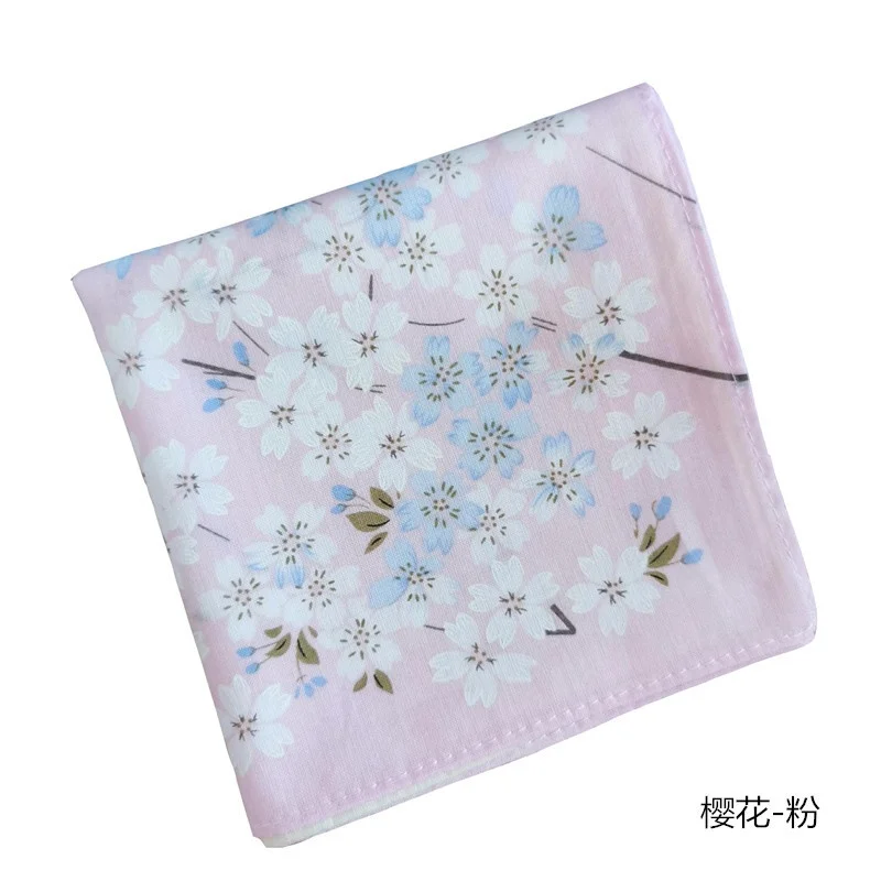 43cm * 43cm 60S Japanese Handkerchief Ladies Printed Cherry Blossom Handkerchief Small Square