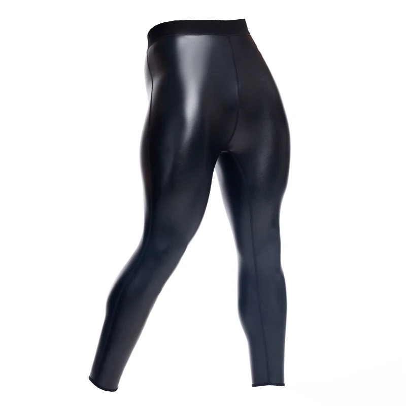Men elastic waist shapers leather pants, glossy, slimming, Hip-hop punk style, motorcycle, windproof and waterproof tight pants