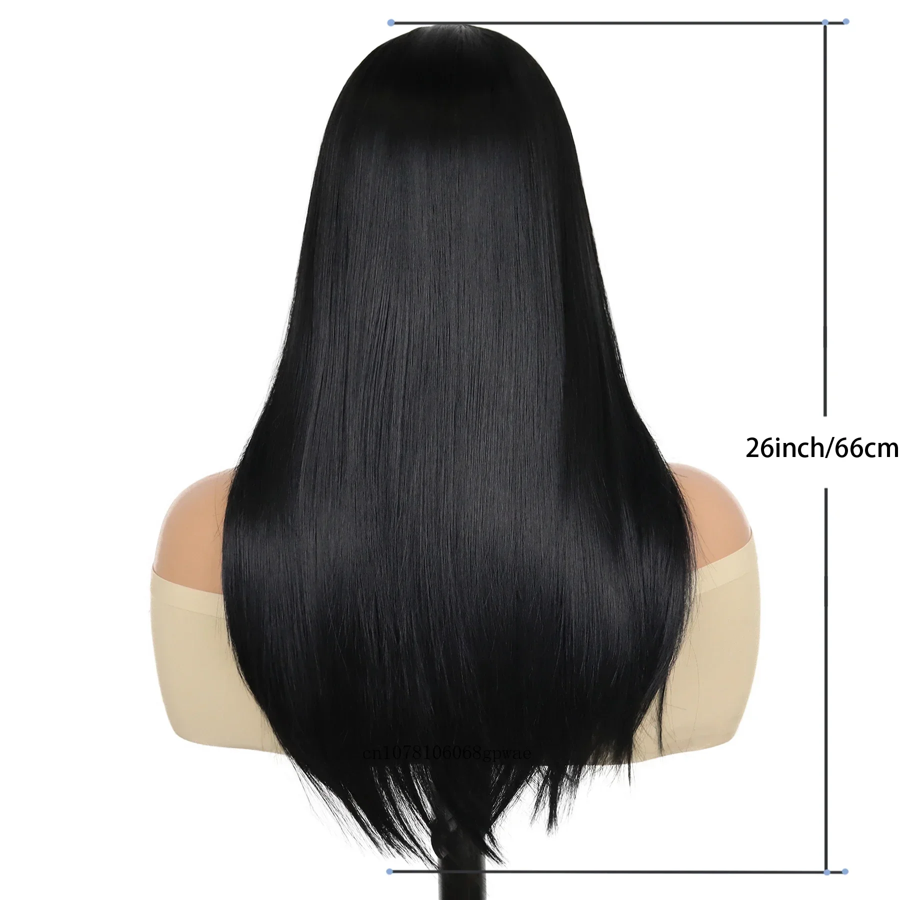 Perruques synthétiques pour femmes, perruque de Cosplay familiale Anime 26 pouces, cheveux longs et lisses noirs soyeux, résistants à la chaleur, utilisation quotidienne pour fête d'halloween