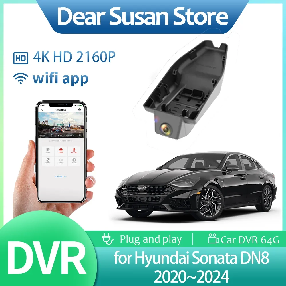 4K Car Video DVR for Hyundai Sonata DN8 N Line 2020~2024 2160p Driving Recorder Front Dash Camera Night Vision HD Accessories