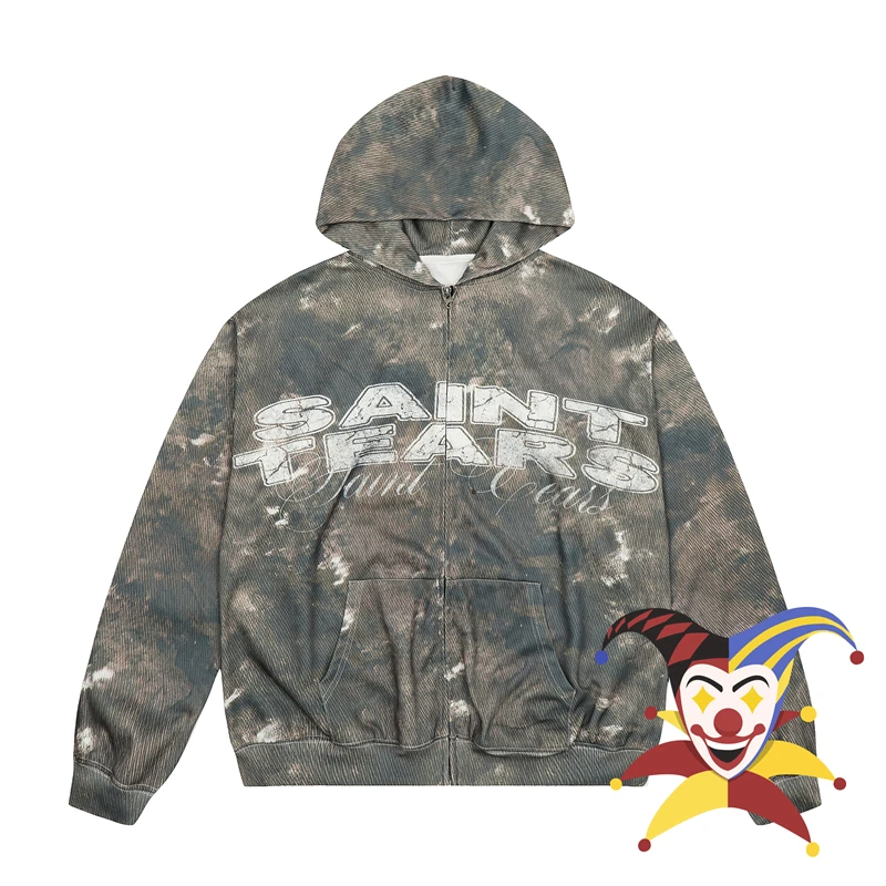 2024fw Camouflage Vintage Saint Tears Hoodie Men Women Best Quality Coat Hooded