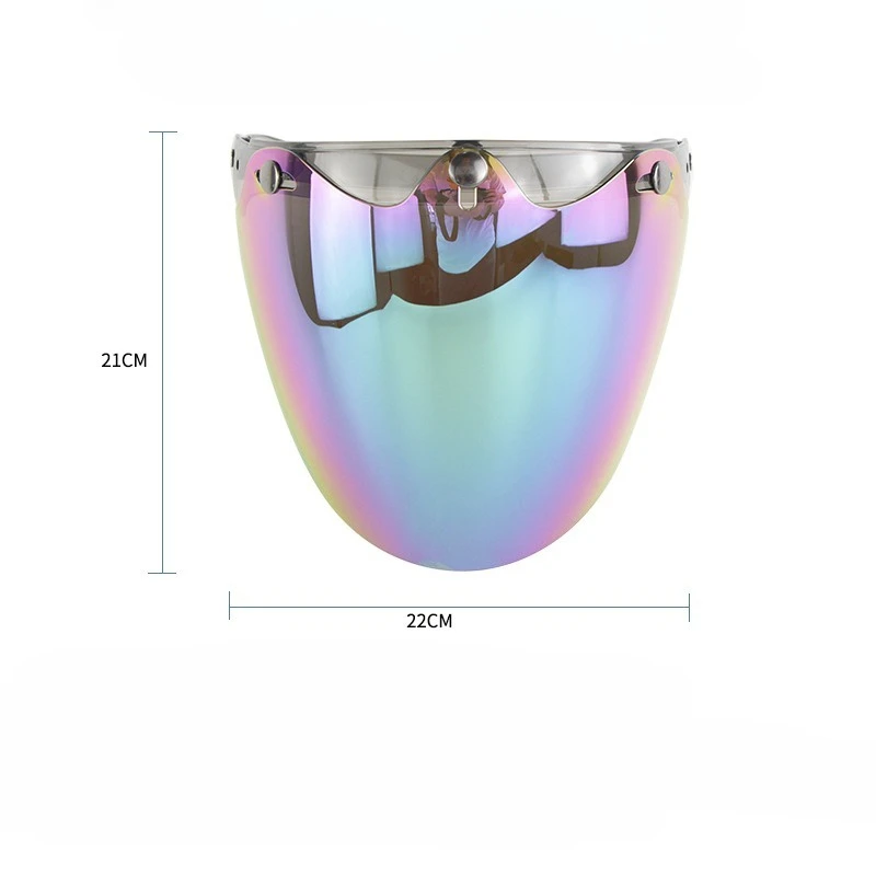 Viseira de capacete de rosto aberto, lente bolha de capacete de motocicleta, viseira de proteção contra vento com 3 encaixes