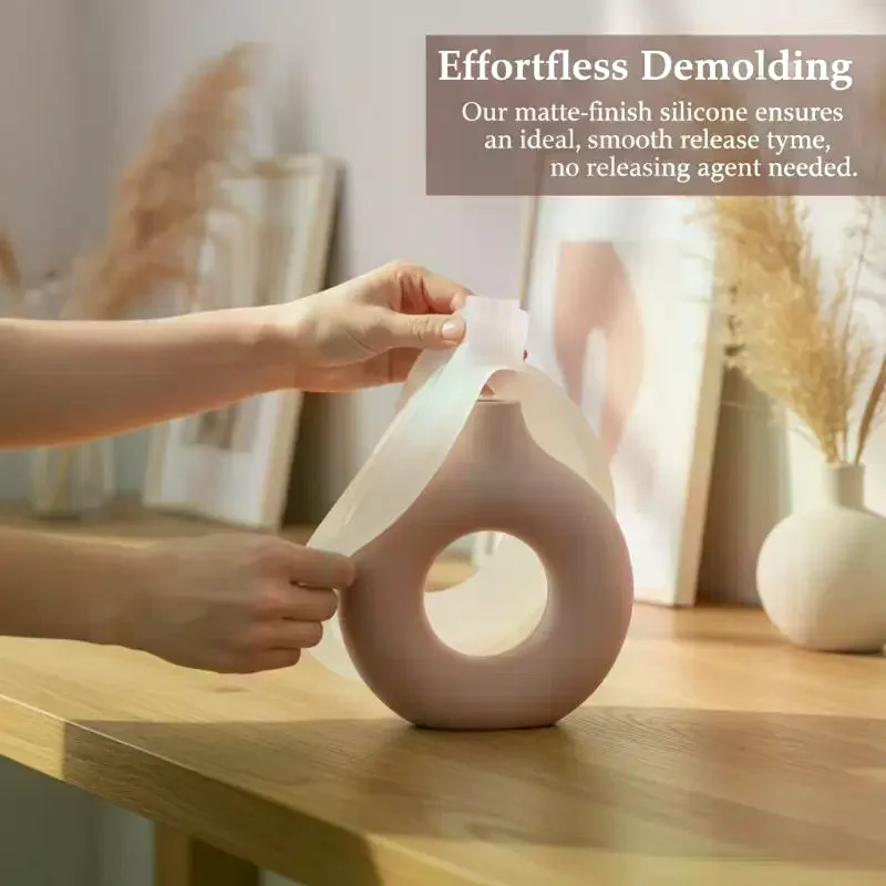 Nordic Donut Shape Vase Silicone Mold Flower Pot Mould Mini Flower Arrangement Vase Jar Plaster Resin Molds Home Decor
