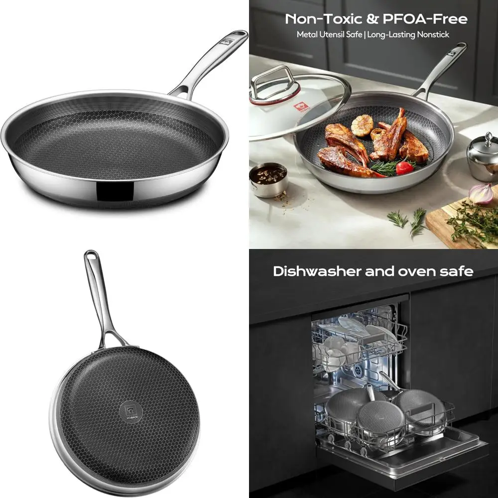 

Non-Toxic Stainless Steel 10 Inch Nonstick Frying Pan - Oven and Dishwasher Safe, Compatible with Induction and Gas Stoves, Idea