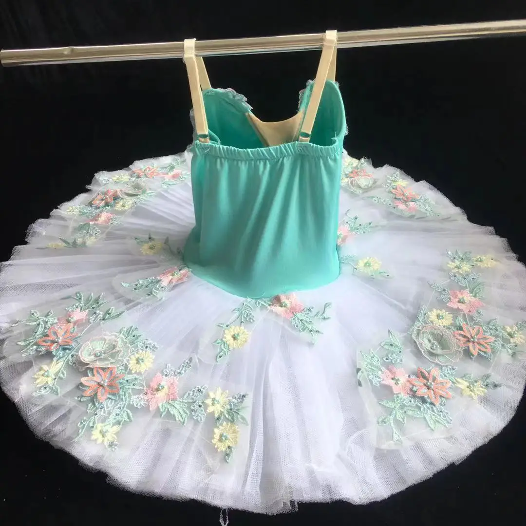 Professional Ballet Tutu Kids Girls Ballet Tutu Adulto Women White Ballerina Party Belly Dance Costumes Flower Embroidery Dress