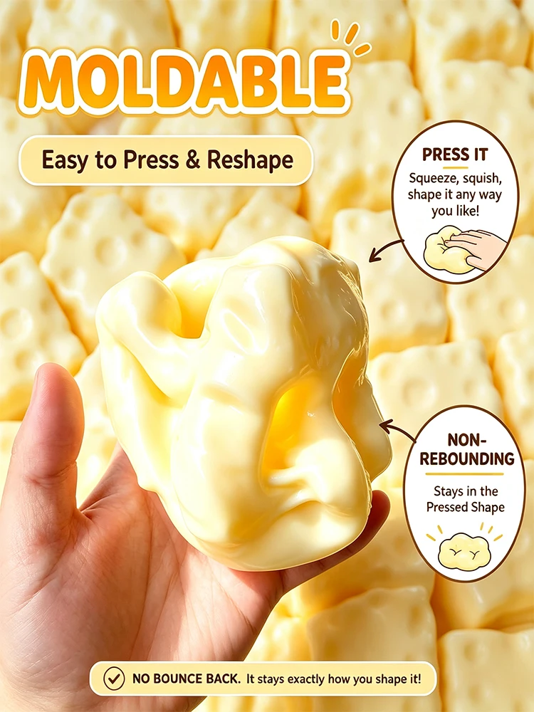 Vaseline Käsewürfel Squishy Fidget Toy, weiches Gefühl, plastisch, kein Rückprall, Stressabbau, Quetschball-Spielzeug, sensorisches Anti-Stress-Spielzeug