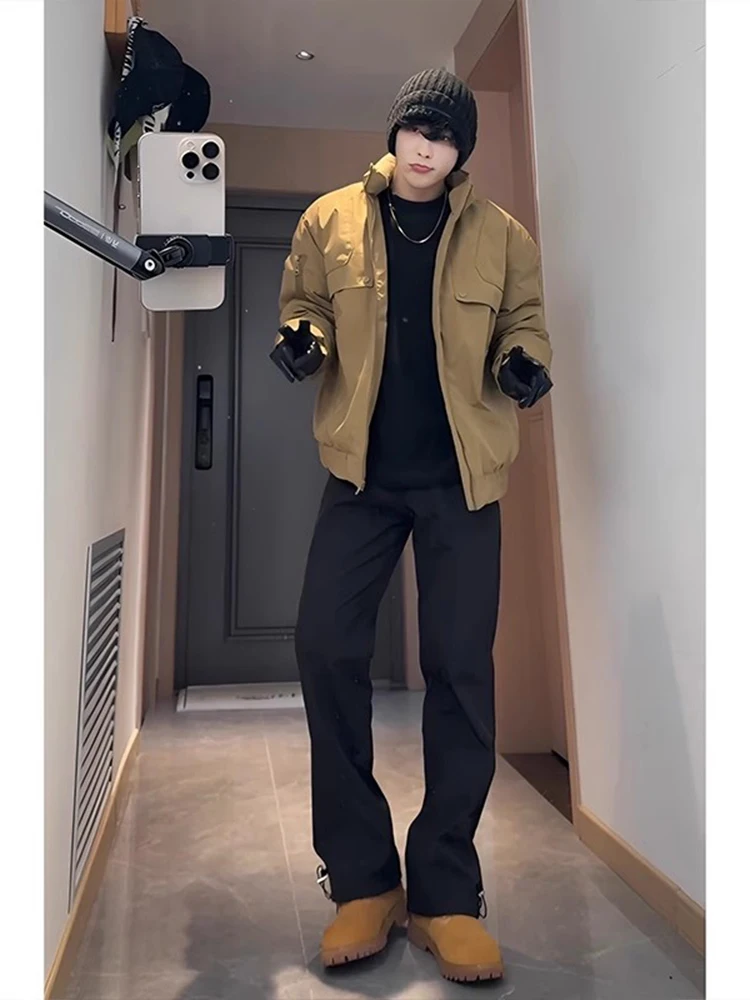 

ort Men's down Jaet White Du Feather Cotton Workwear Winter Anti-Cold Tee-Proof Stand Collar Zipper Outerwear