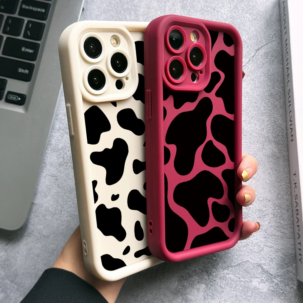 Cow Pattern Phone Case for Samsung Galaxy A73 A71 A55 A54 A53 A52 A51 A34 A33 A32 A23 A14 A13 A12 4G 5G Ladder Lens Cover